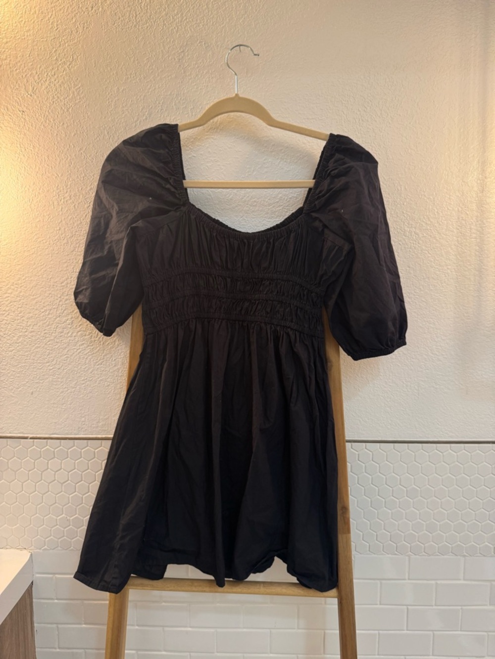 Faithfull the Brand Black Short Puff Sleeve Mini Dress - Picture 11 of 11